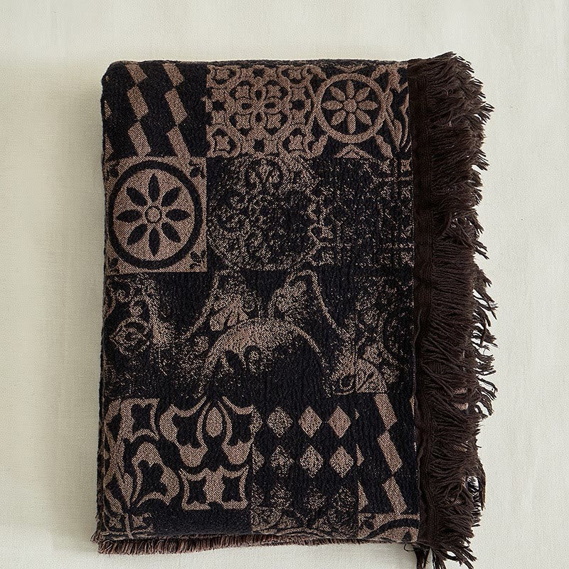 Châle de luxe vintage en coton teint en fil