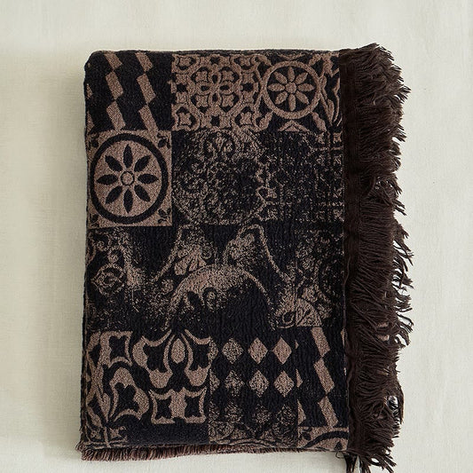 Châle de luxe vintage en coton teint en fil
