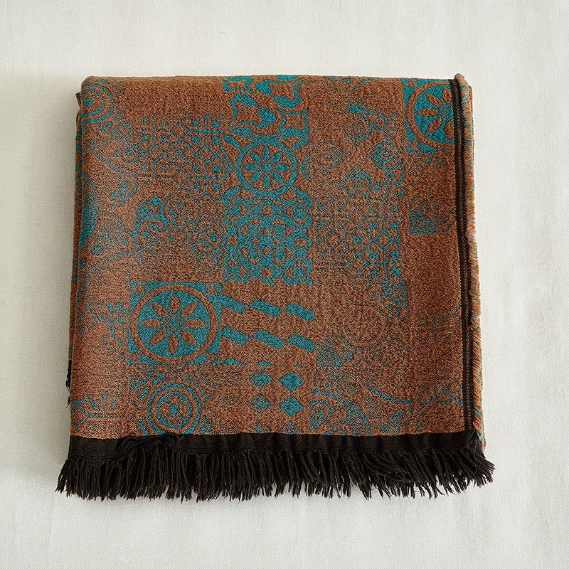 Châle de luxe vintage en coton teint en fil