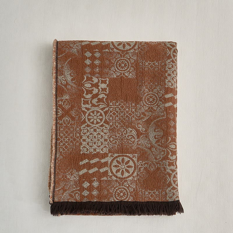 Châle de luxe vintage en coton teint en fil