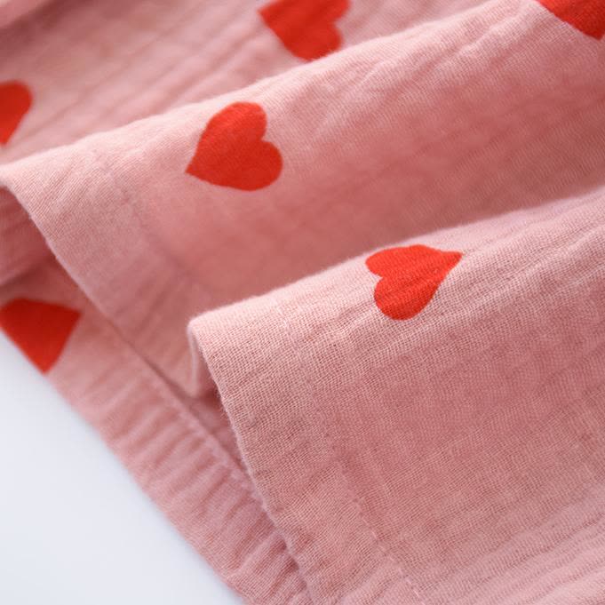 Ensemble de nuit en gaze de coton avec cœurs en jacquard