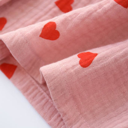 Ensemble de nuit en gaze de coton avec cœurs en jacquard