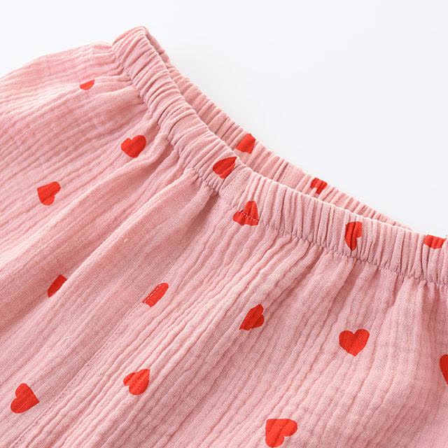 Ensemble de nuit en gaze de coton avec cœurs en jacquard