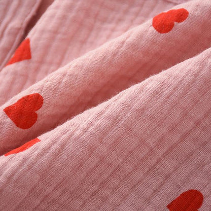 Ensemble de nuit en gaze de coton avec cœurs en jacquard