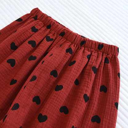 Ensemble de vêtements d'intérieur en coton avec revers en jacquard à motif cœur