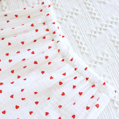 Ensemble de vêtements d'intérieur simple en gaze de coton avec revers en forme de cœur