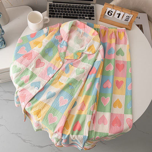 Ensemble de pyjama en coton à imprimé cœur style Dopamine