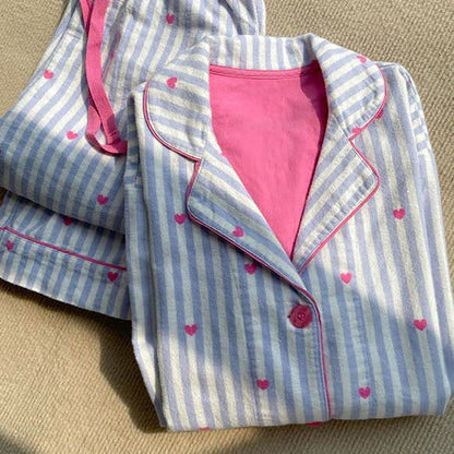 Ensemble pyjama à imprimé cœur et rayures
