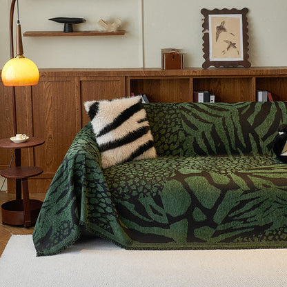 Housse de canapé en chenille avec plantes artificielles vintage et motif floral