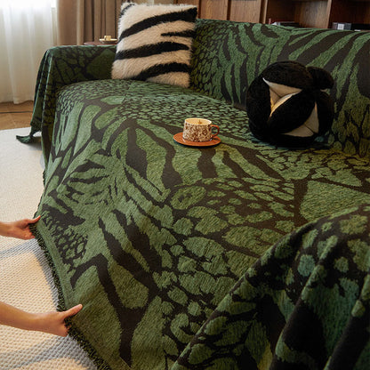 Housse de canapé en chenille avec plantes artificielles vintage et motif floral