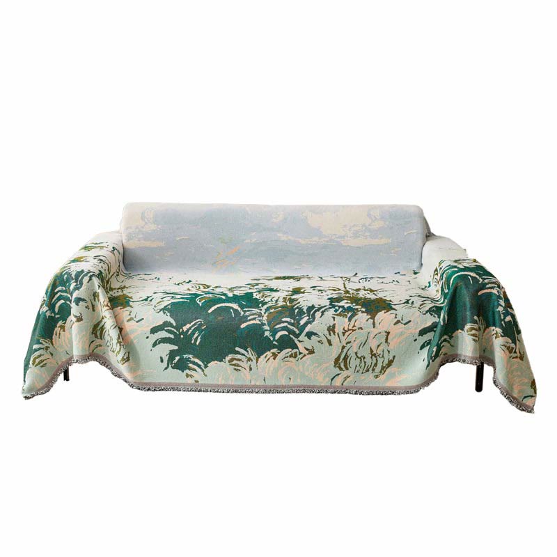 Housse de canapé à motif végétal style peinture rétro