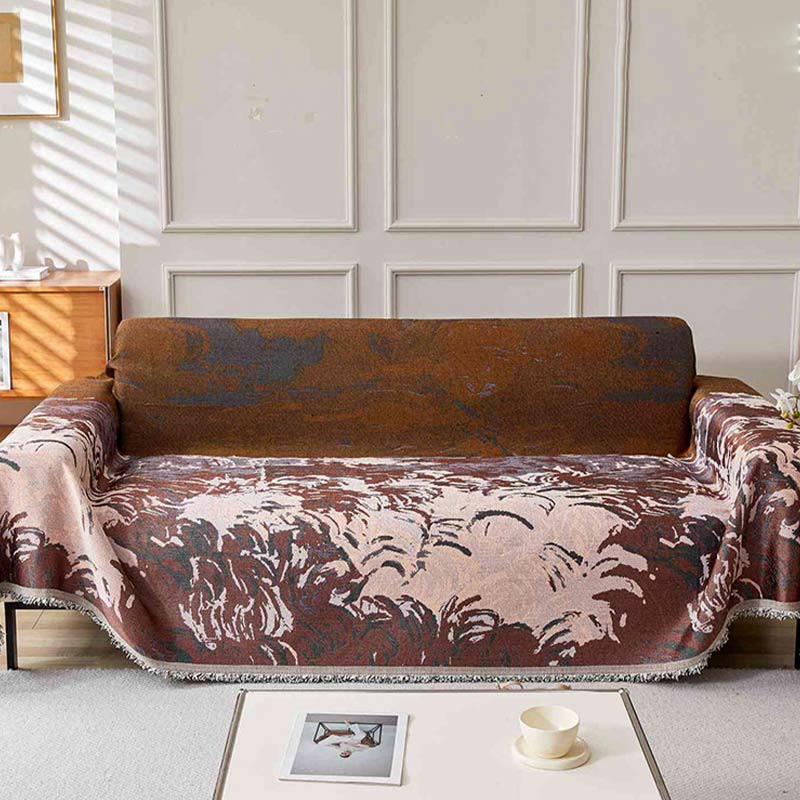 Housse de canapé à motif végétal style peinture rétro