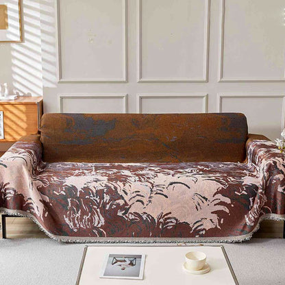 Housse de canapé à motif végétal style peinture rétro