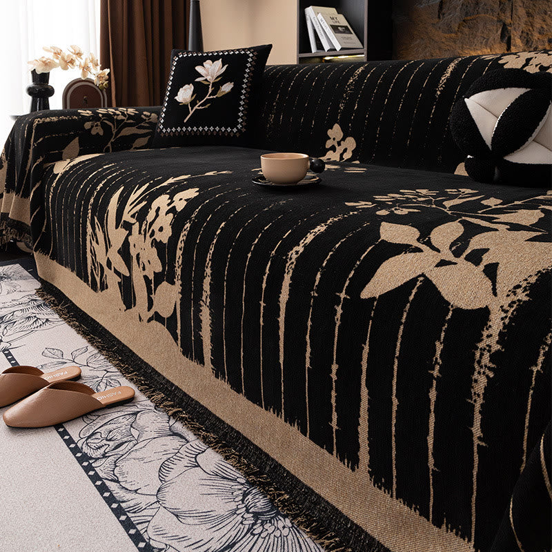 Housse de canapé de luxe moderne en chenille avec motif végétal