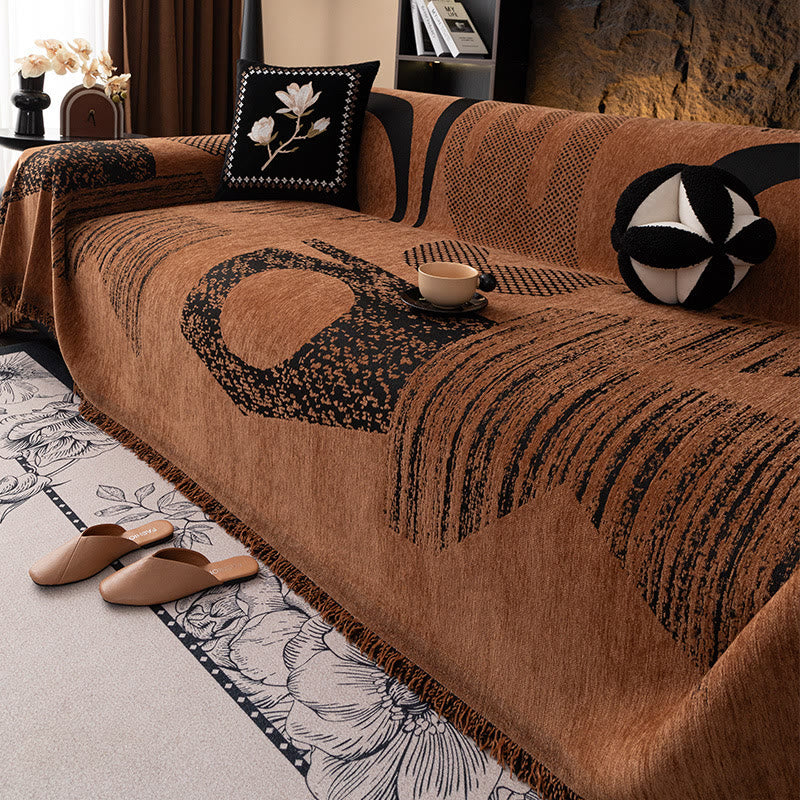 Housse de canapé de luxe moderne en chenille avec motif végétal