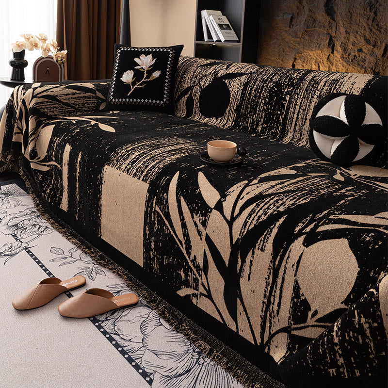 Housse de canapé de luxe moderne en chenille avec motif végétal