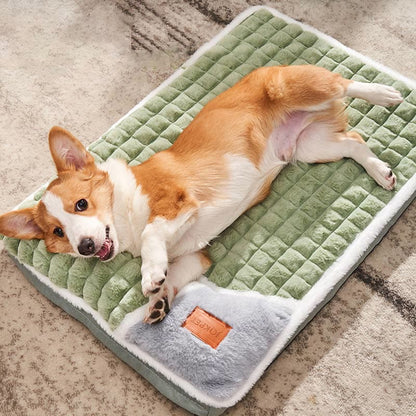 Coussin orthopédique amovible et lavable en peluche pour animaux de compagnie