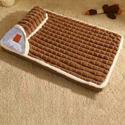 Coussin orthopédique amovible et lavable en peluche pour animaux de compagnie
