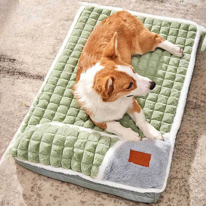 Coussin orthopédique amovible et lavable en peluche pour animaux de compagnie