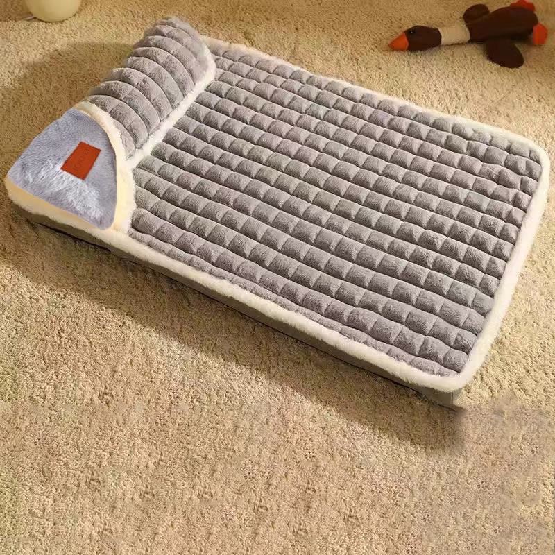 Coussin orthopédique amovible et lavable en peluche pour animaux de compagnie