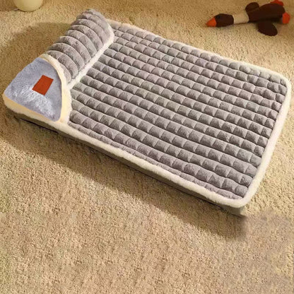 Coussin orthopédique amovible et lavable en peluche pour animaux de compagnie