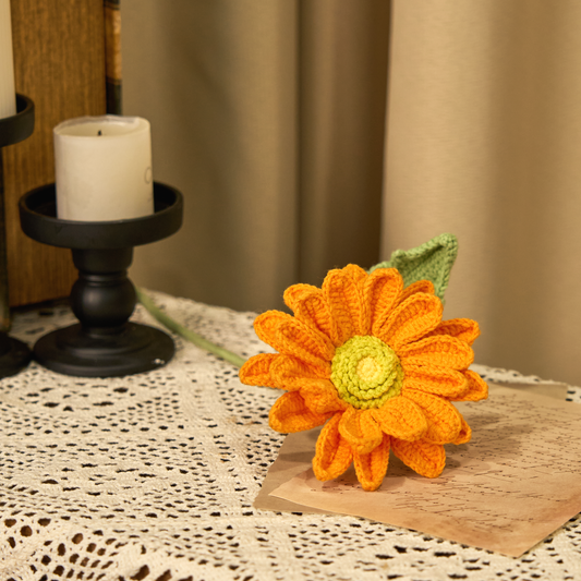 Chrysanthème, fleur artificielle crochetée à la main