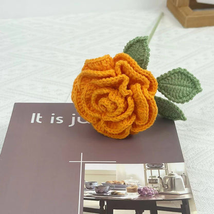 Rose artificielle, ornement en fil crocheté à la main