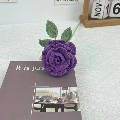 Rose artificielle, ornement en fil crocheté à la main