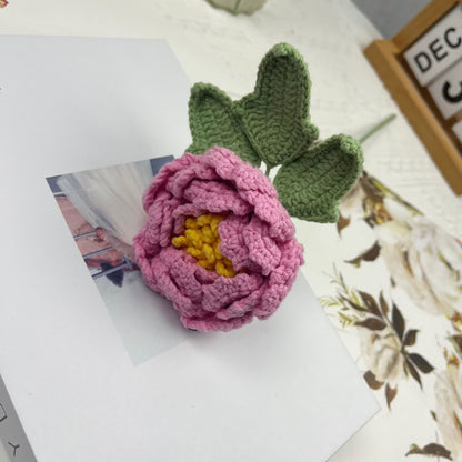 Décoration d'intérieur en fil crocheté à la main en forme de fleur de pivoine