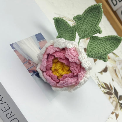 Décoration d'intérieur en fil crocheté à la main en forme de fleur de pivoine