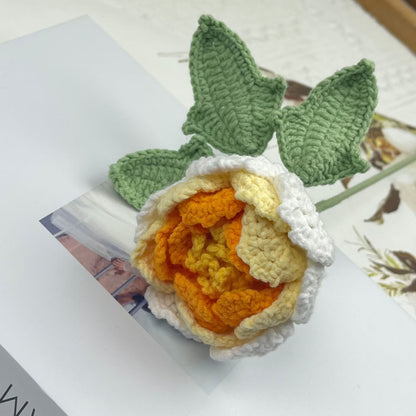 Décoration d'intérieur en fil crocheté à la main en forme de fleur de pivoine