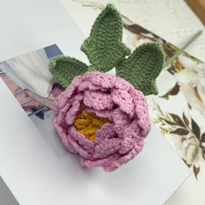 Décoration d'intérieur en fil crocheté à la main en forme de fleur de pivoine