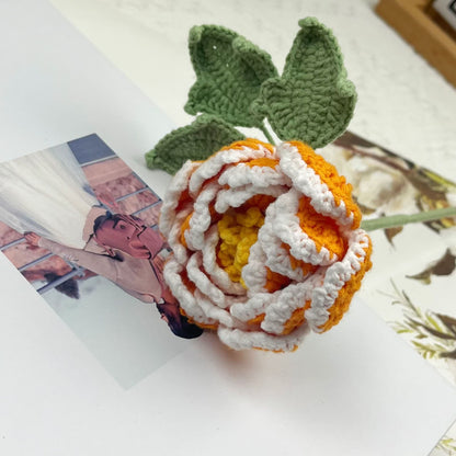 Décoration d'intérieur en fil crocheté à la main en forme de fleur de pivoine