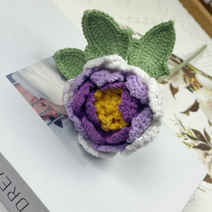 Décoration d'intérieur en fil crocheté à la main en forme de fleur de pivoine