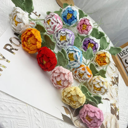 Décoration d'intérieur en fil crocheté à la main en forme de fleur de pivoine