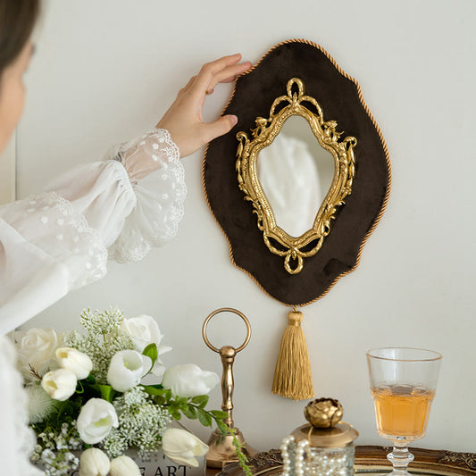 Miroir mural vintage français avec pompon décoré