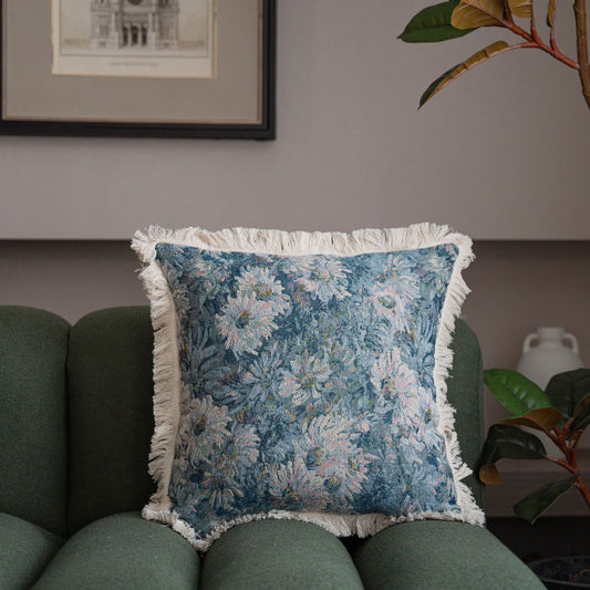 Taie d'oreiller décorative douce avec pompon peint à l'huile
