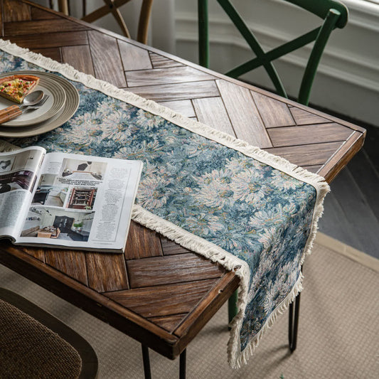 Chemin de table jacquard de style campagnard vintage