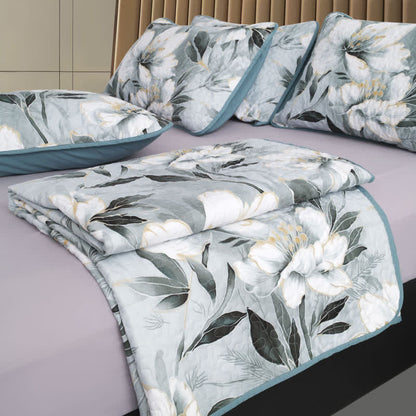 Parure de lit florale matelassée douce et légère (3 pièces)