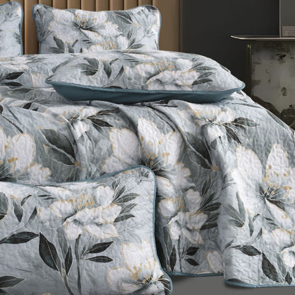 Parure de lit florale matelassée douce et légère (3 pièces)