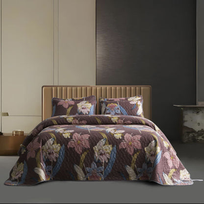 Parure de lit matelassée et respirante « Vintage Lily » (3 pièces)