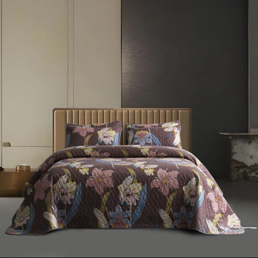 Parure de lit matelassée et respirante « Vintage Lily » (3 pièces)