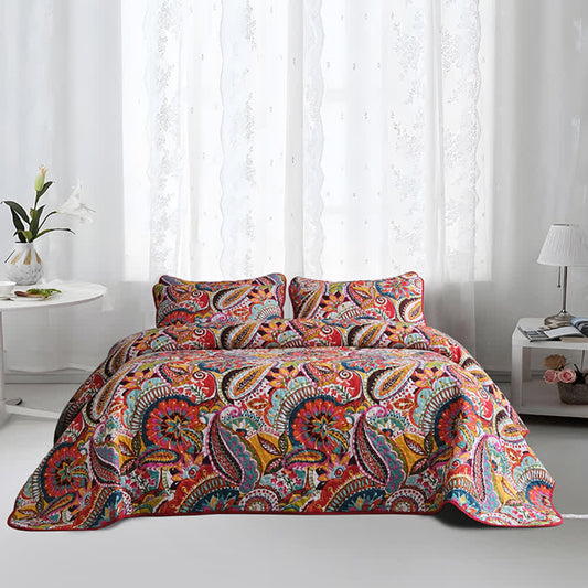 Parure de lit matelassée élégante de style bohème (3 pièces)