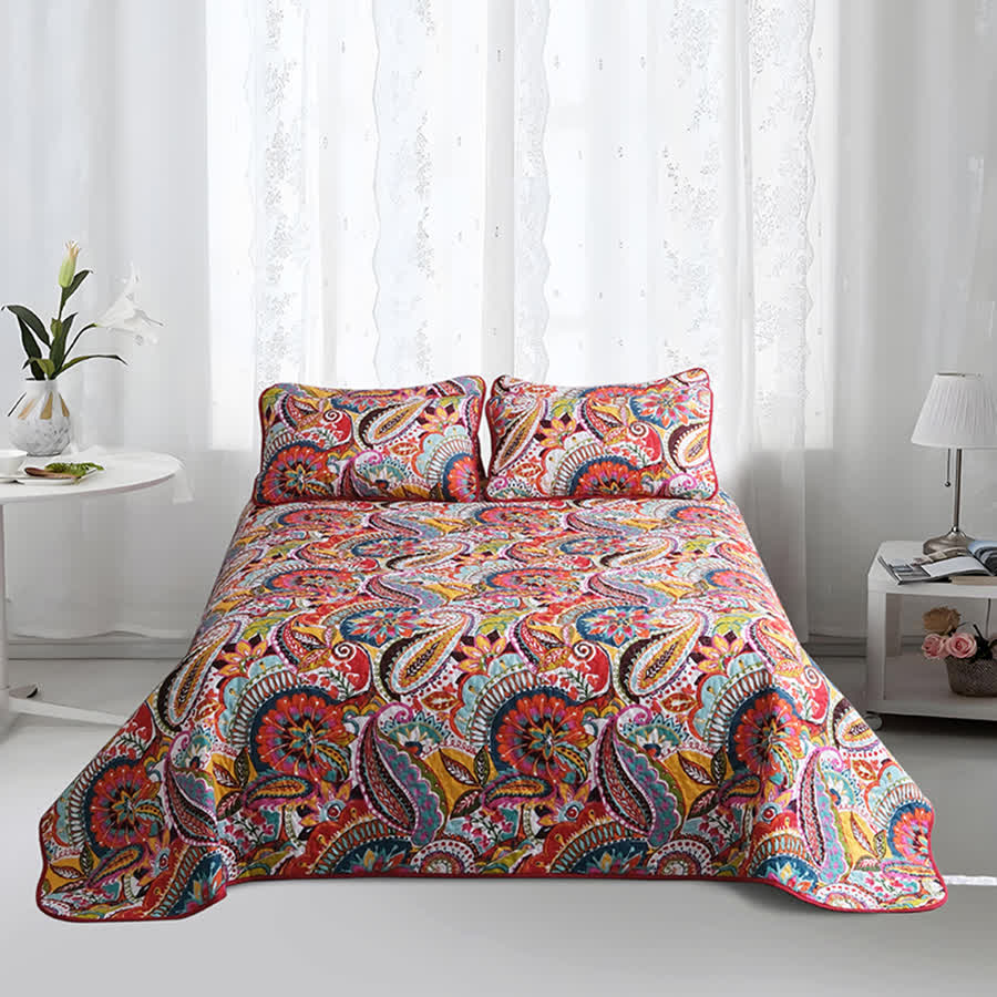 Parure de lit matelassée élégante de style bohème (3 pièces)