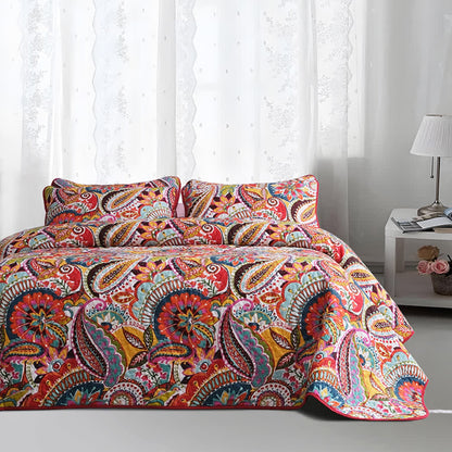 Parure de lit matelassée élégante de style bohème (3 pièces)
