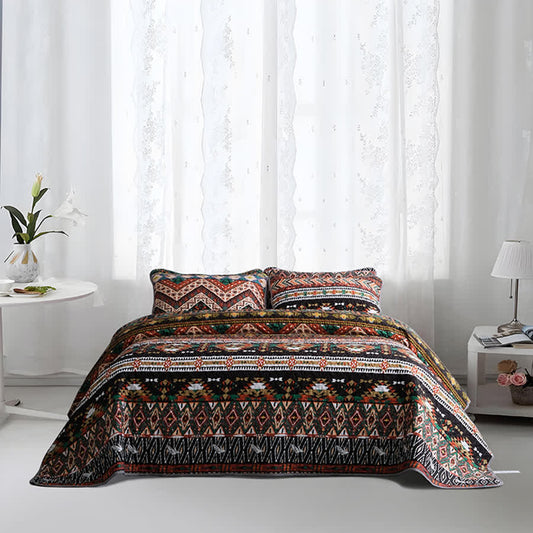 Parure de lit matelassée, respirante et douce de style bohème (3 pièces)