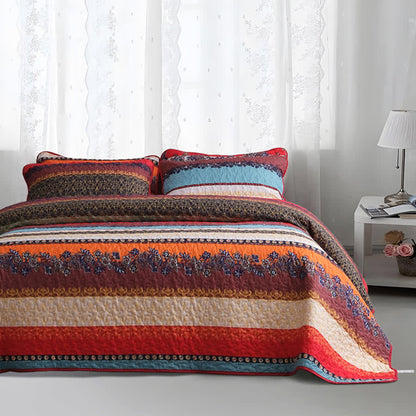 Parure de lit matelassée de style bohème avec couvre-lit doux (3 pièces)