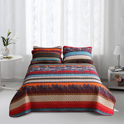 Parure de lit matelassée de style bohème avec couvre-lit doux (3 pièces)