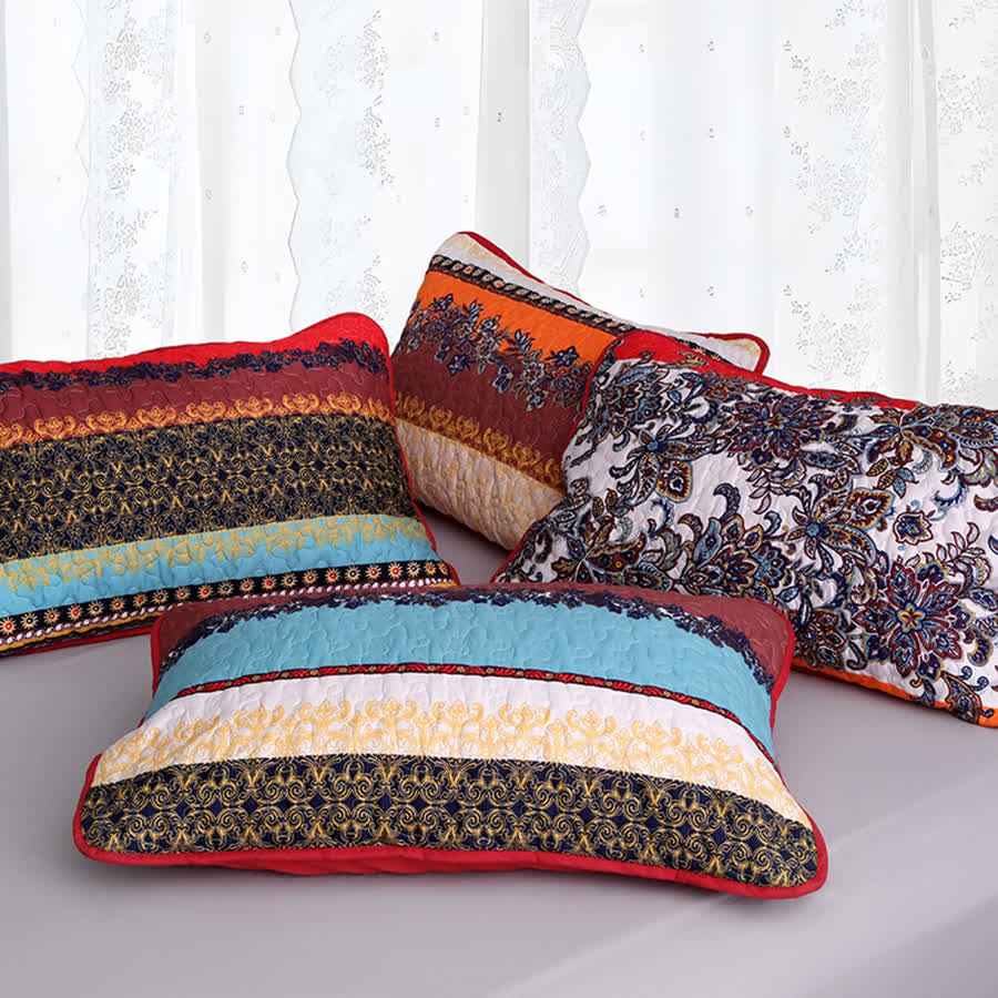 Parure de lit matelassée de style bohème avec couvre-lit doux (3 pièces)