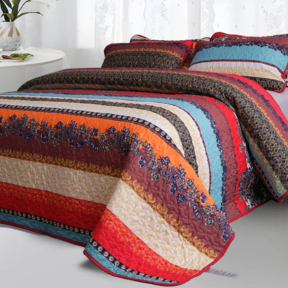 Parure de lit matelassée de style bohème avec couvre-lit doux (3 pièces)